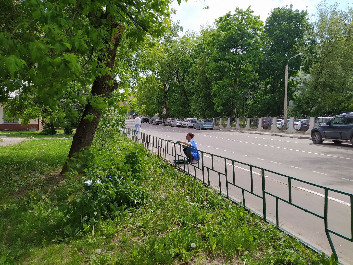 Ограждение, дорога, улица, покраска, благоустройство