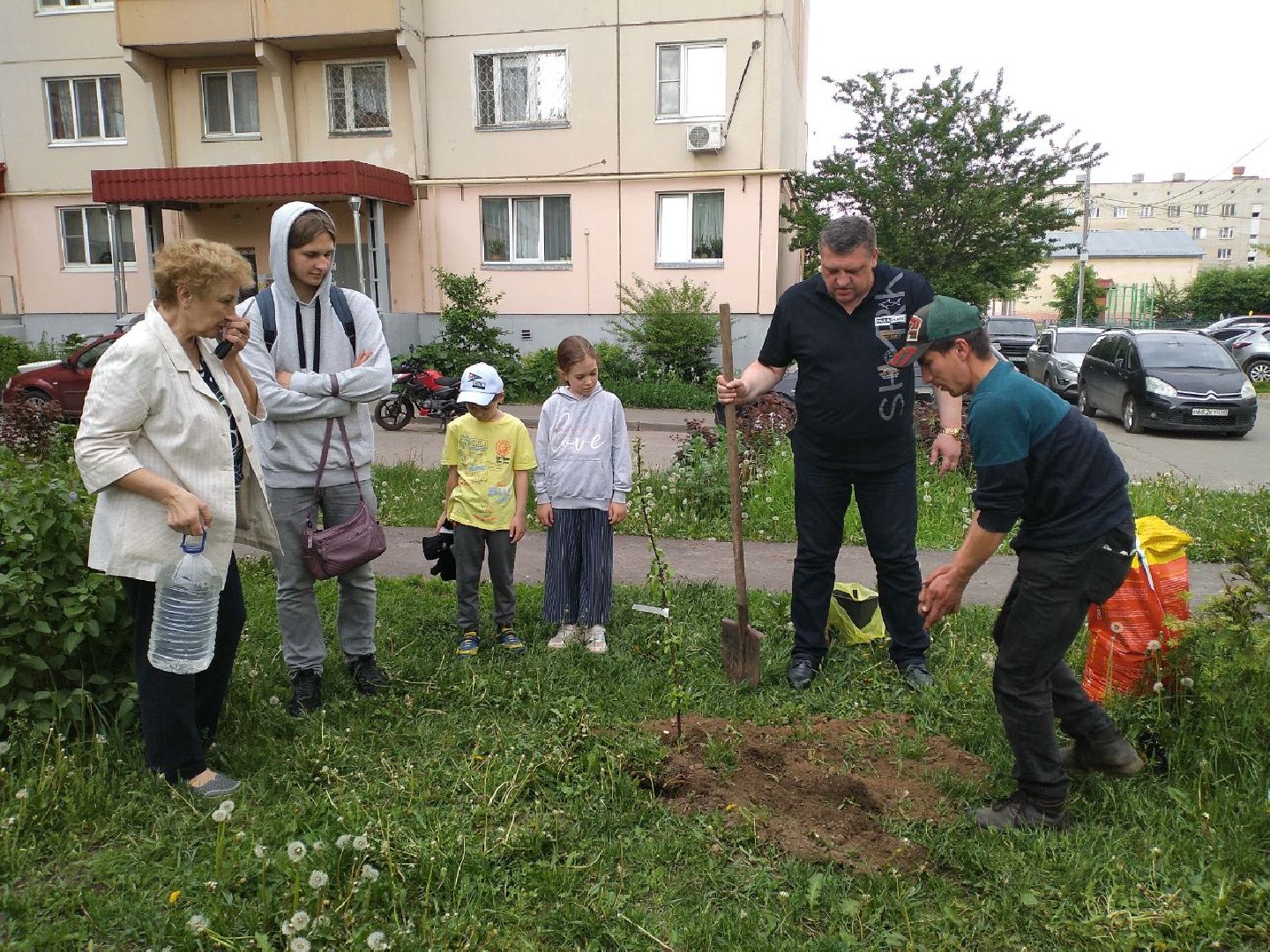 праздник, День соседей, управляющая компания, посадили саженцы, яблоня, Лосино-Петровский