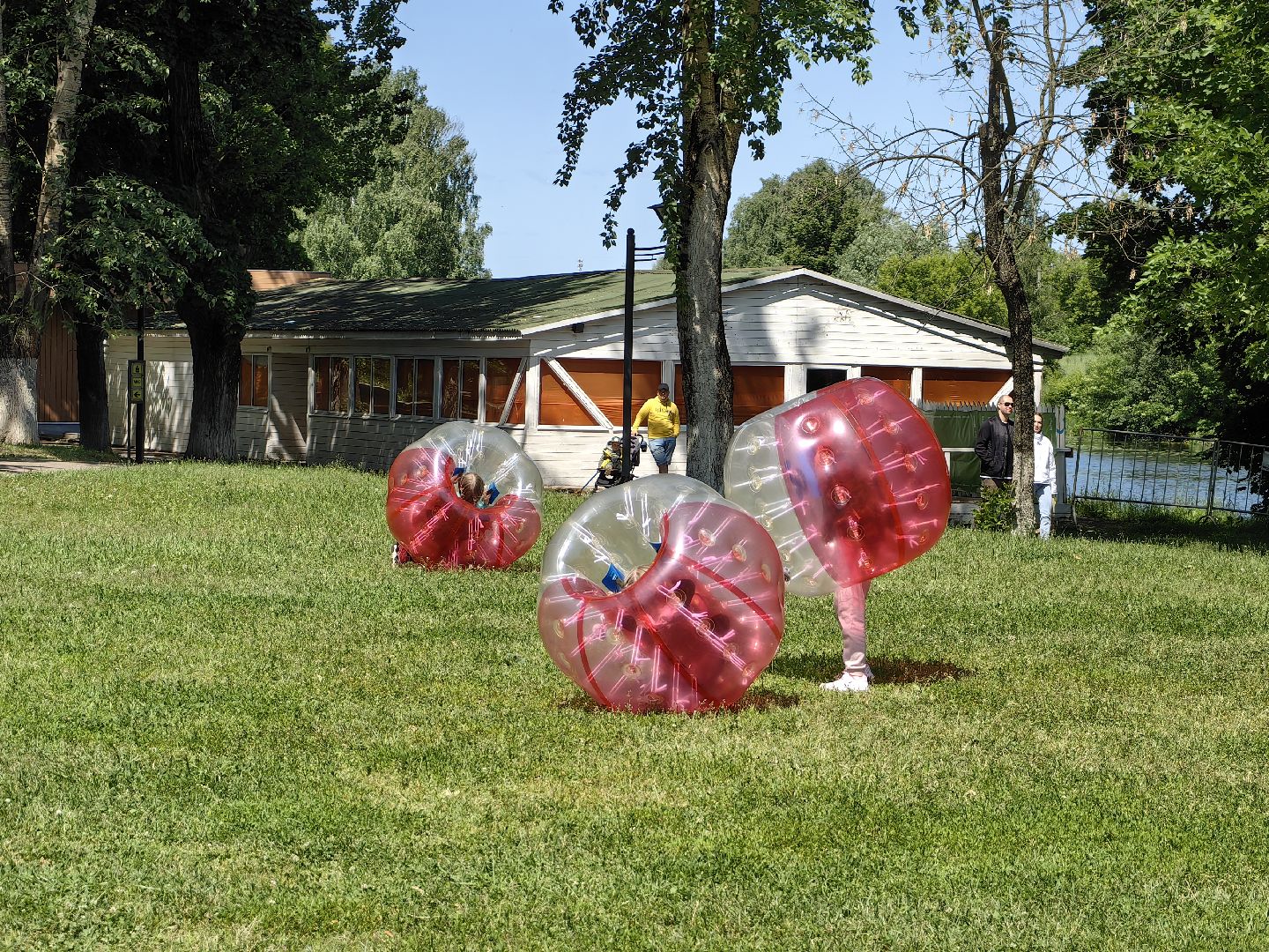 Бампербол, шары, дети, праздник, парк