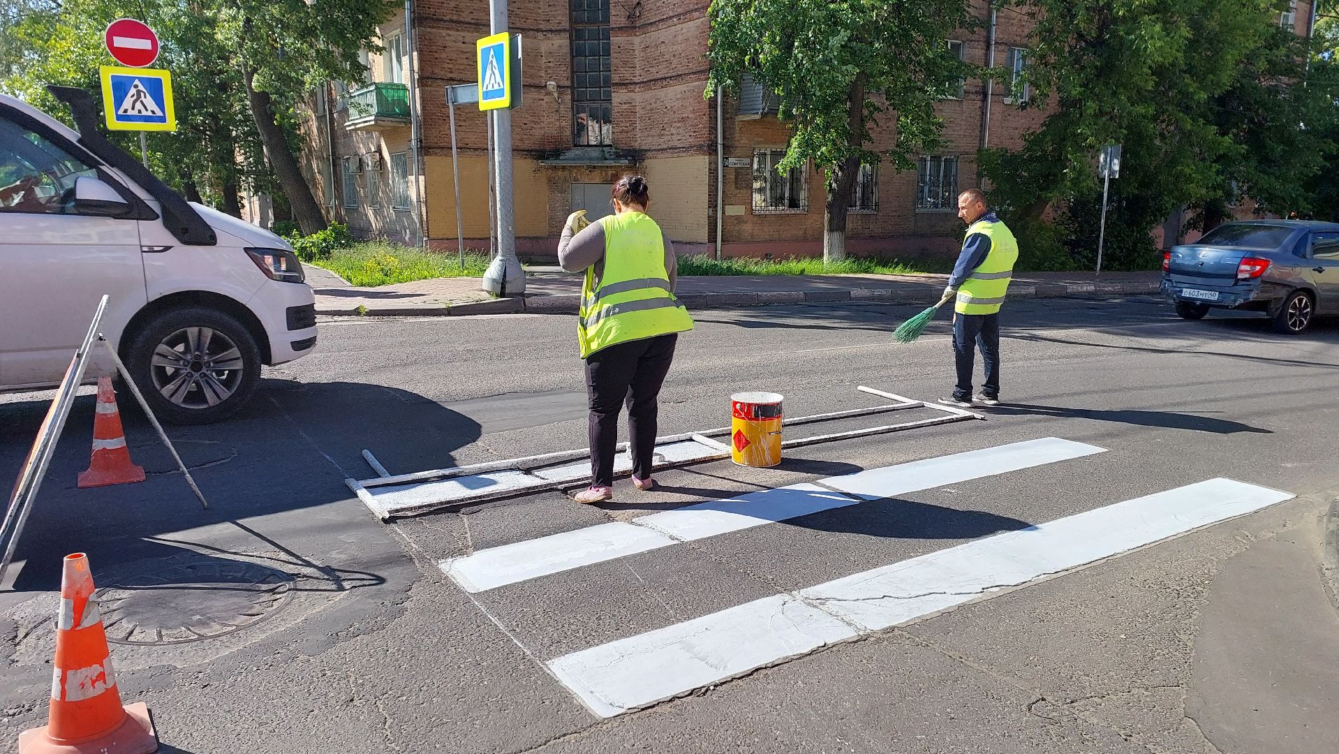 дорожная разметка, серпухов, зебра, ГИБДД, комбинат благоустройства, пешеходный переход, дороги,