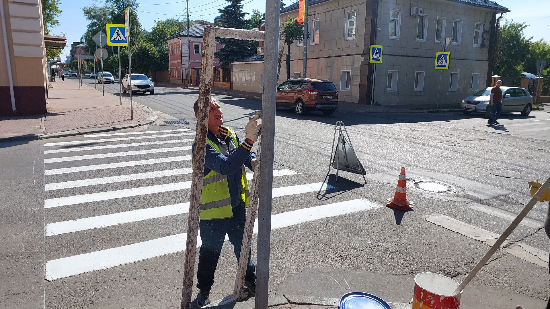 дорожная разметка, серпухов, зебра, ГИБДД, комбинат благоустройства, пешеходный переход, дороги,