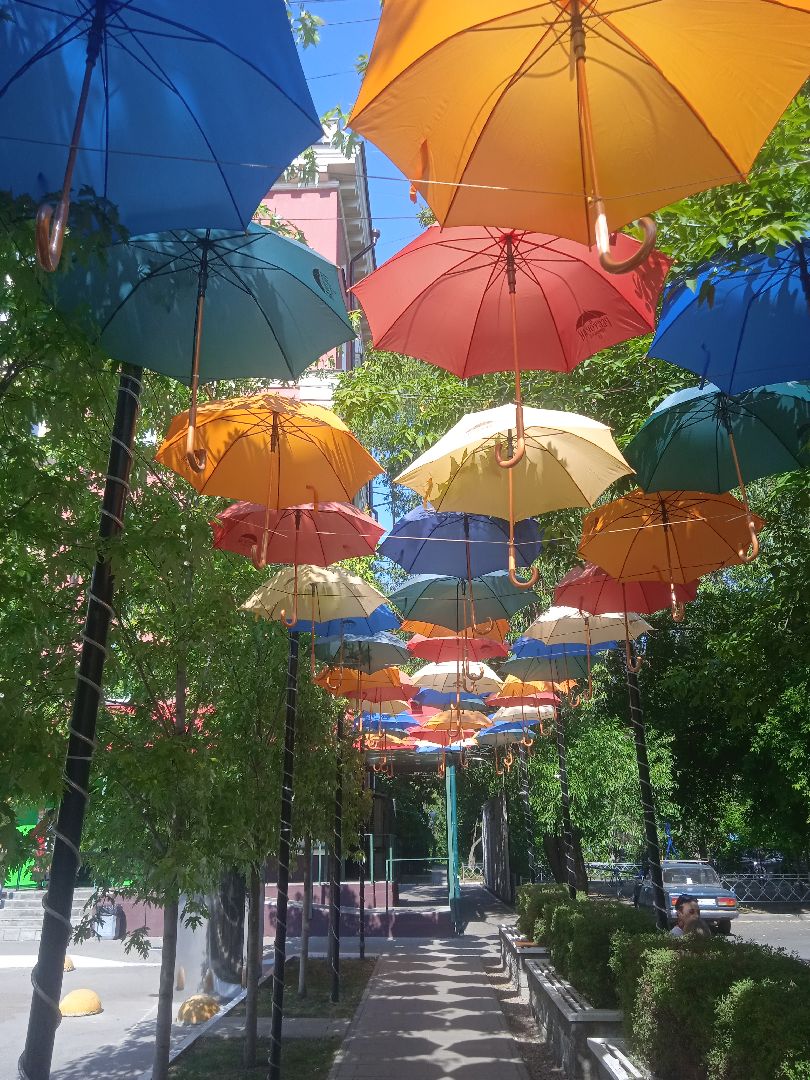 парящие, зонтики, аллея, апарт-отель, Дружба