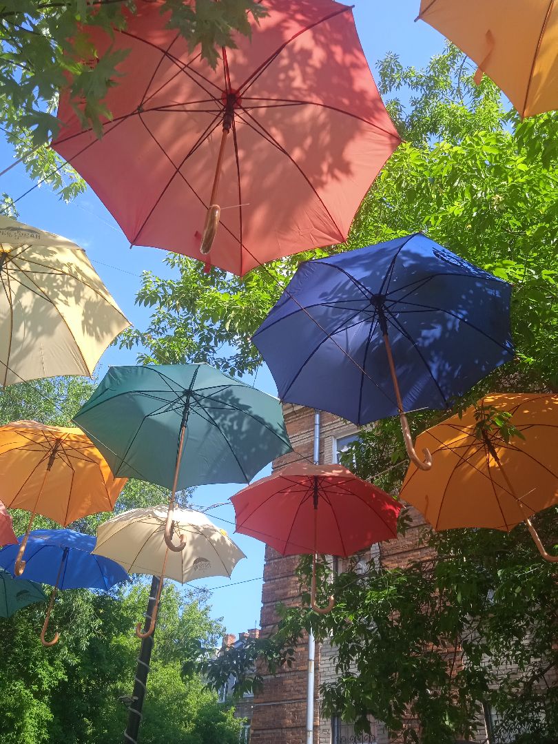 парящие, зонтики, аллея, апарт-отель, Дружба