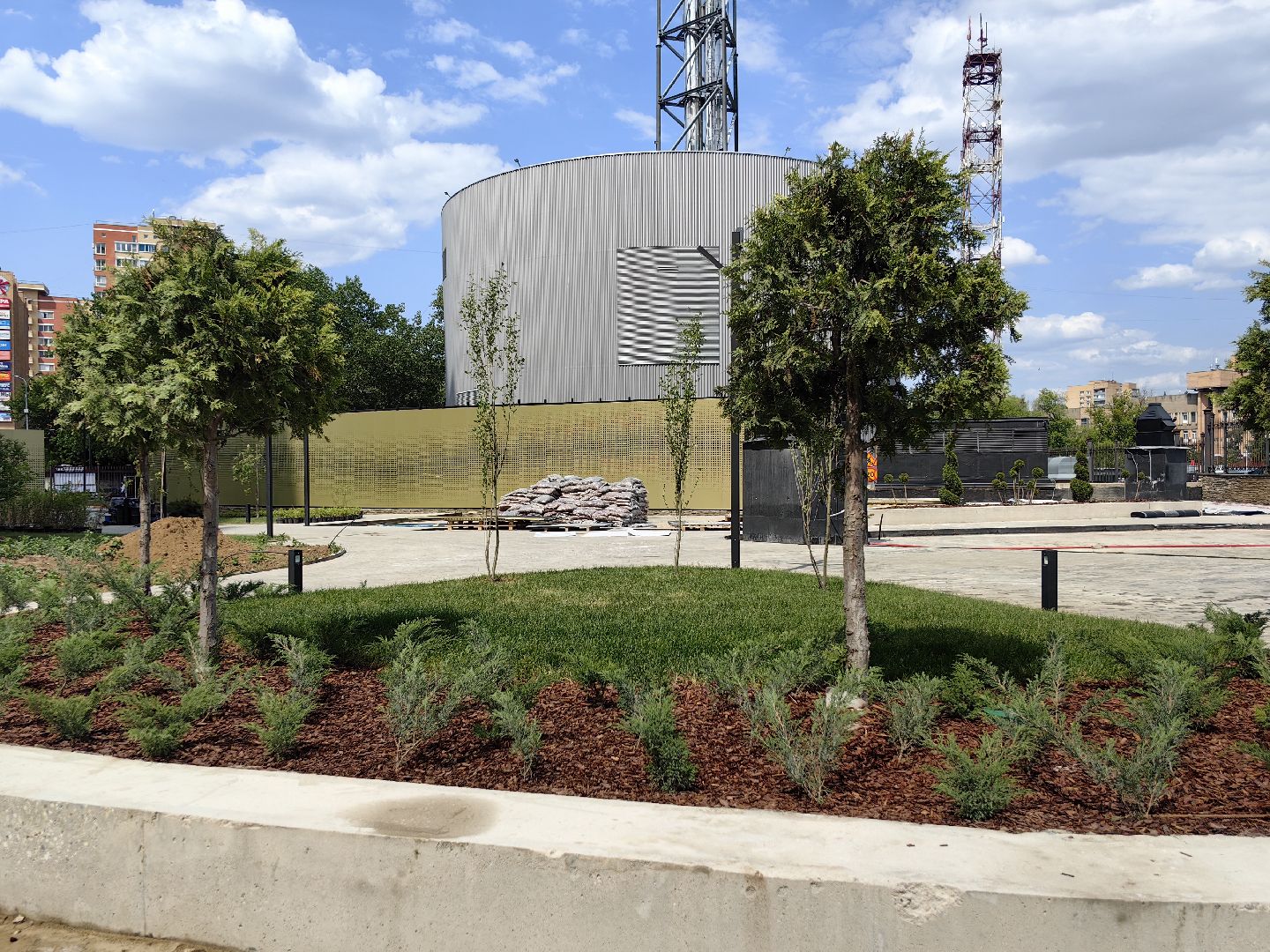 Деревья, цветы, озеленение, кустарники, территория, хвойные