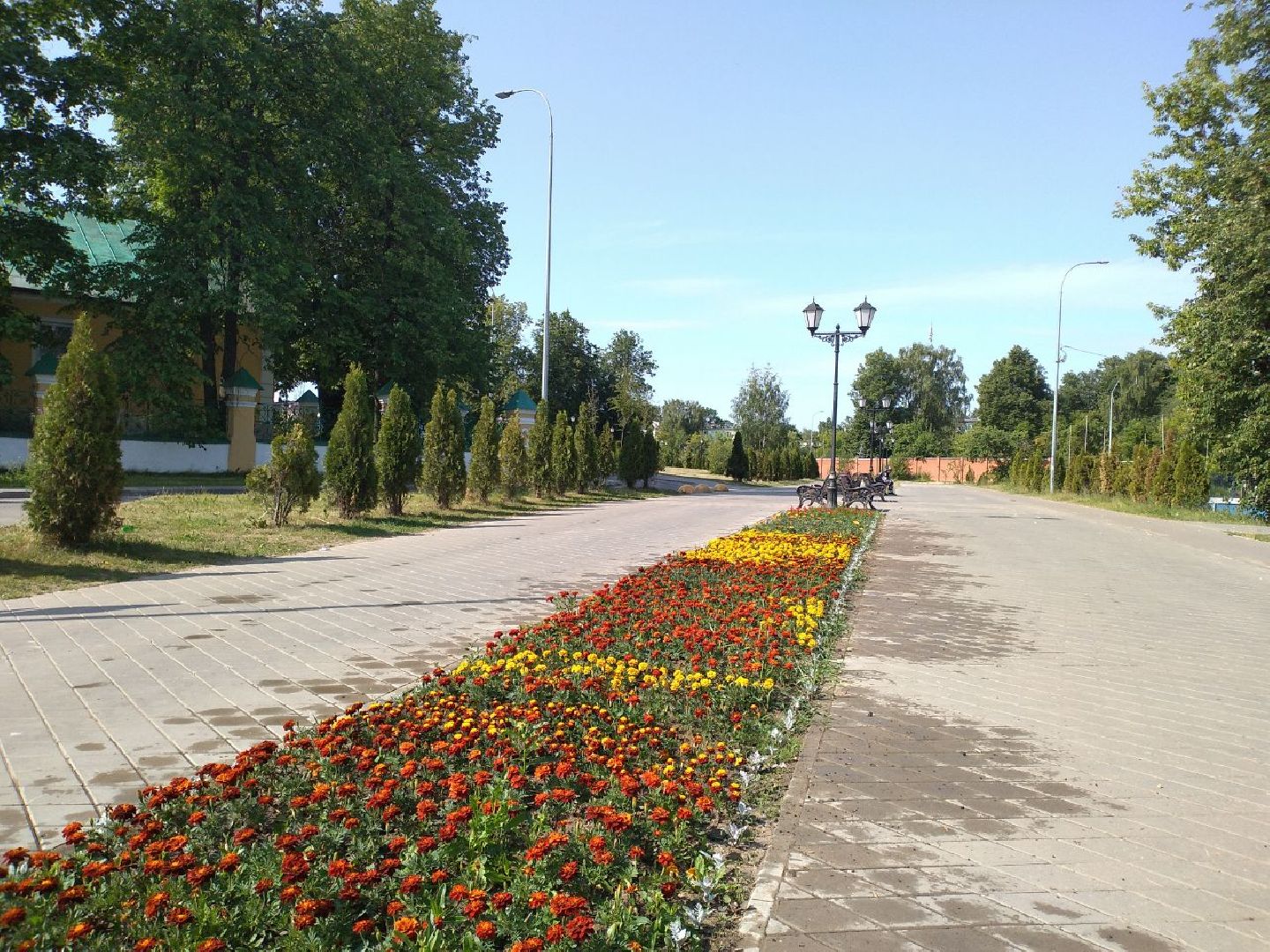 благоустройство, лето, жара, полив, клумбы, Лосино-Петровский