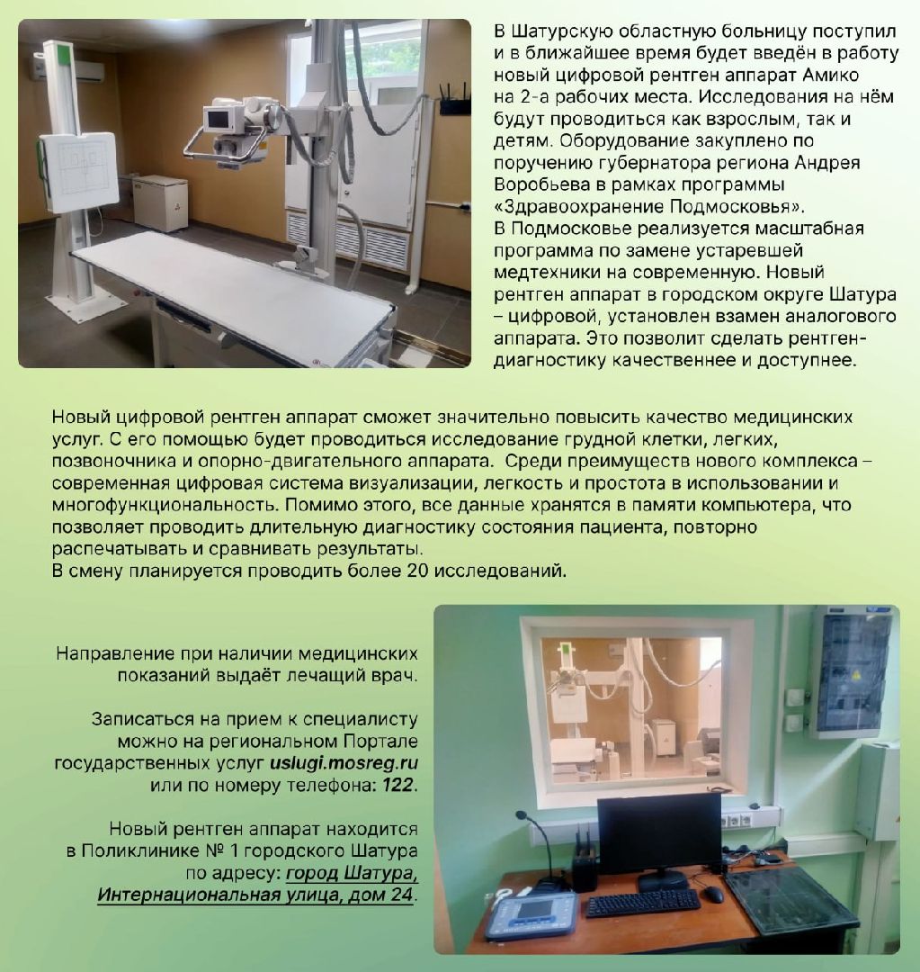 Шатура, Воробьёв_Андрей_Юрьевич, губернатор Московской области, рентген, программа, Здравоохранение_Подмосковье