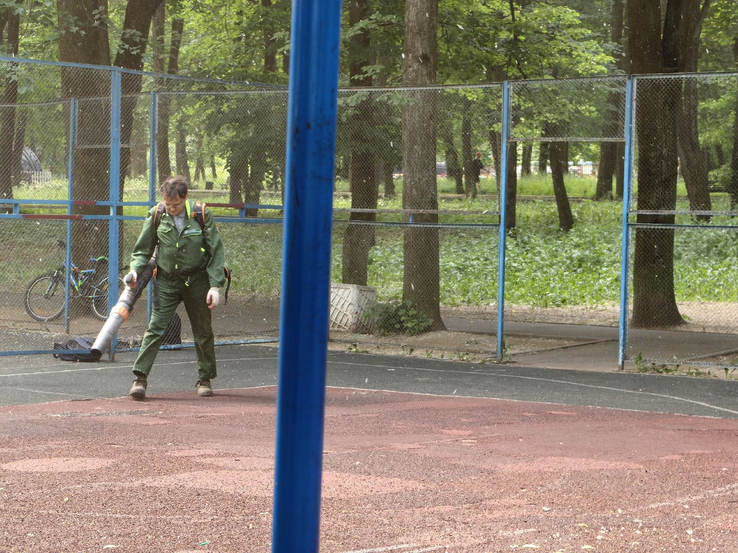 Парк, уборка, пылесос, листья, река