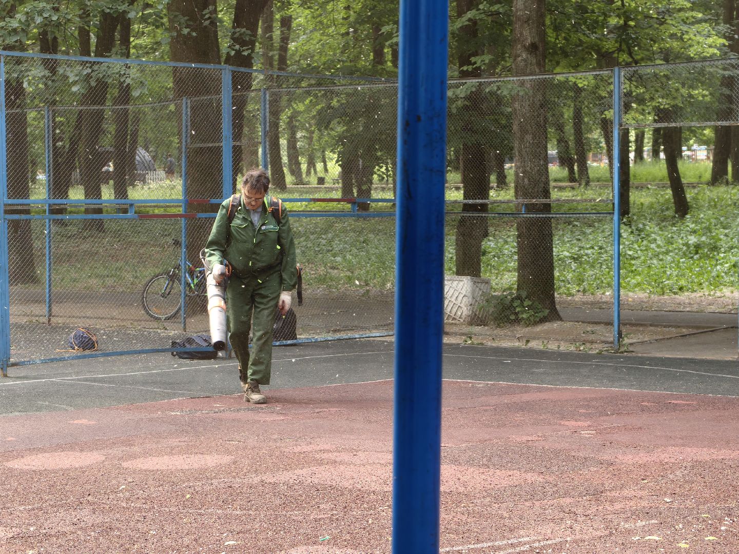 Парк, уборка, пылесос, листья, река