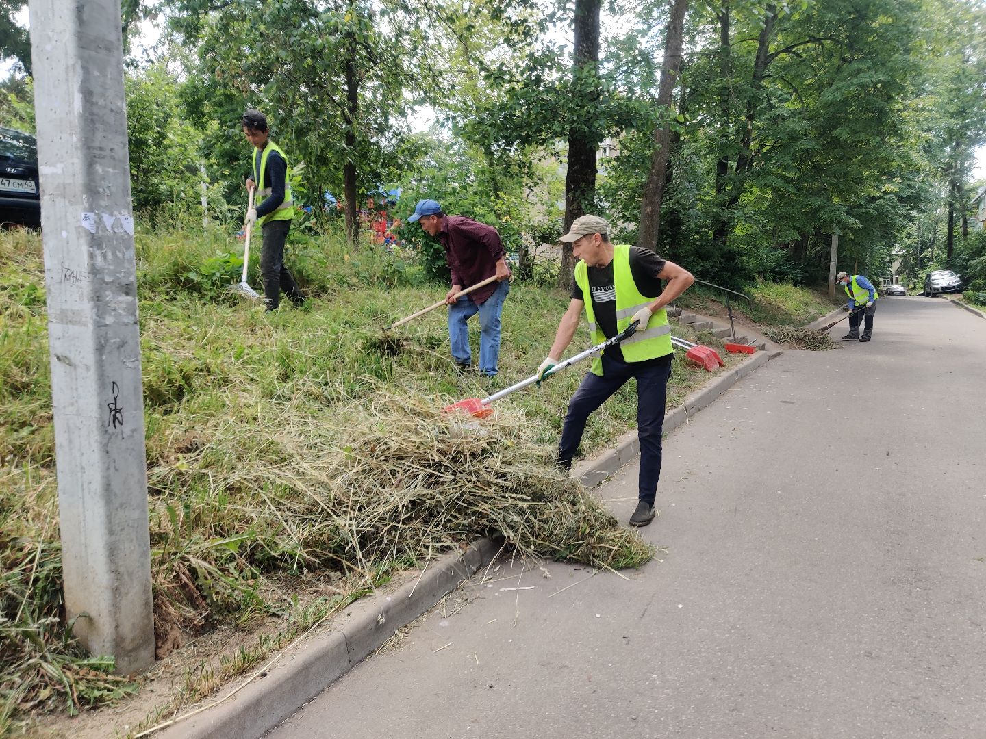 Красноармейск, Пушкинский, уборка дворов, покос травы, опиловка деревьев, ремонт лестницы