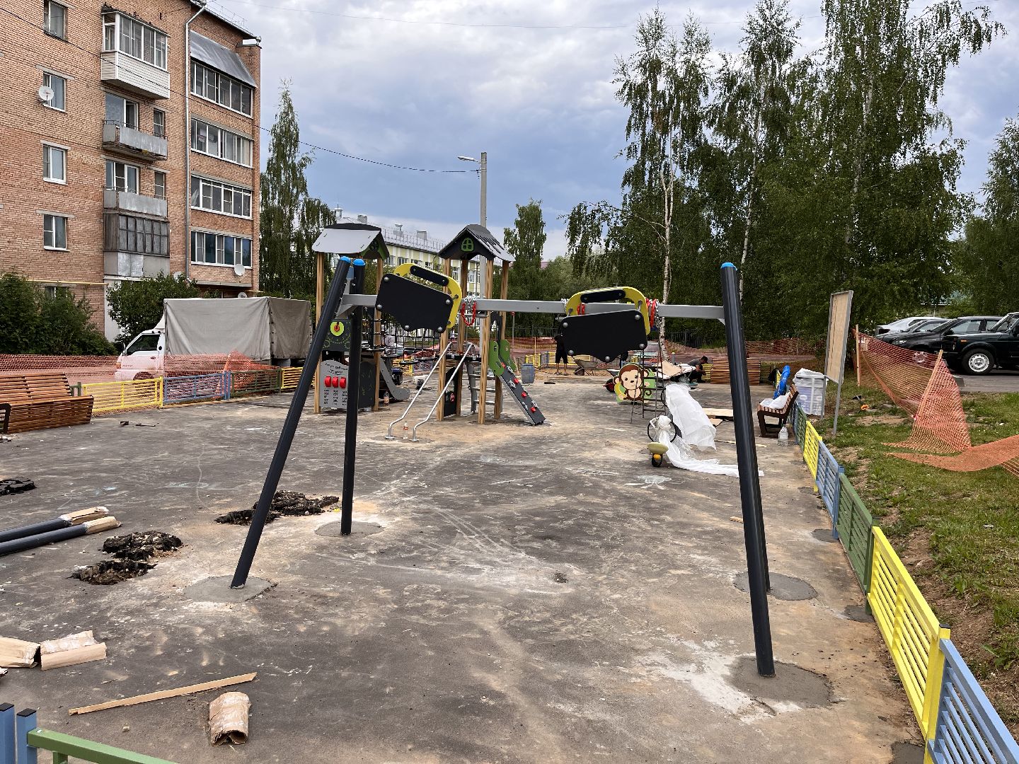 Шаховская, детская площадка, дети, строительство, благоустройство