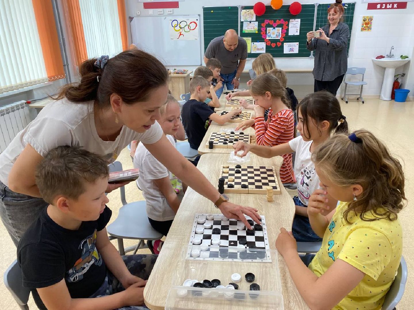 Чехов, ветераны, школа, шашки, турнир, пришкольный лагерь