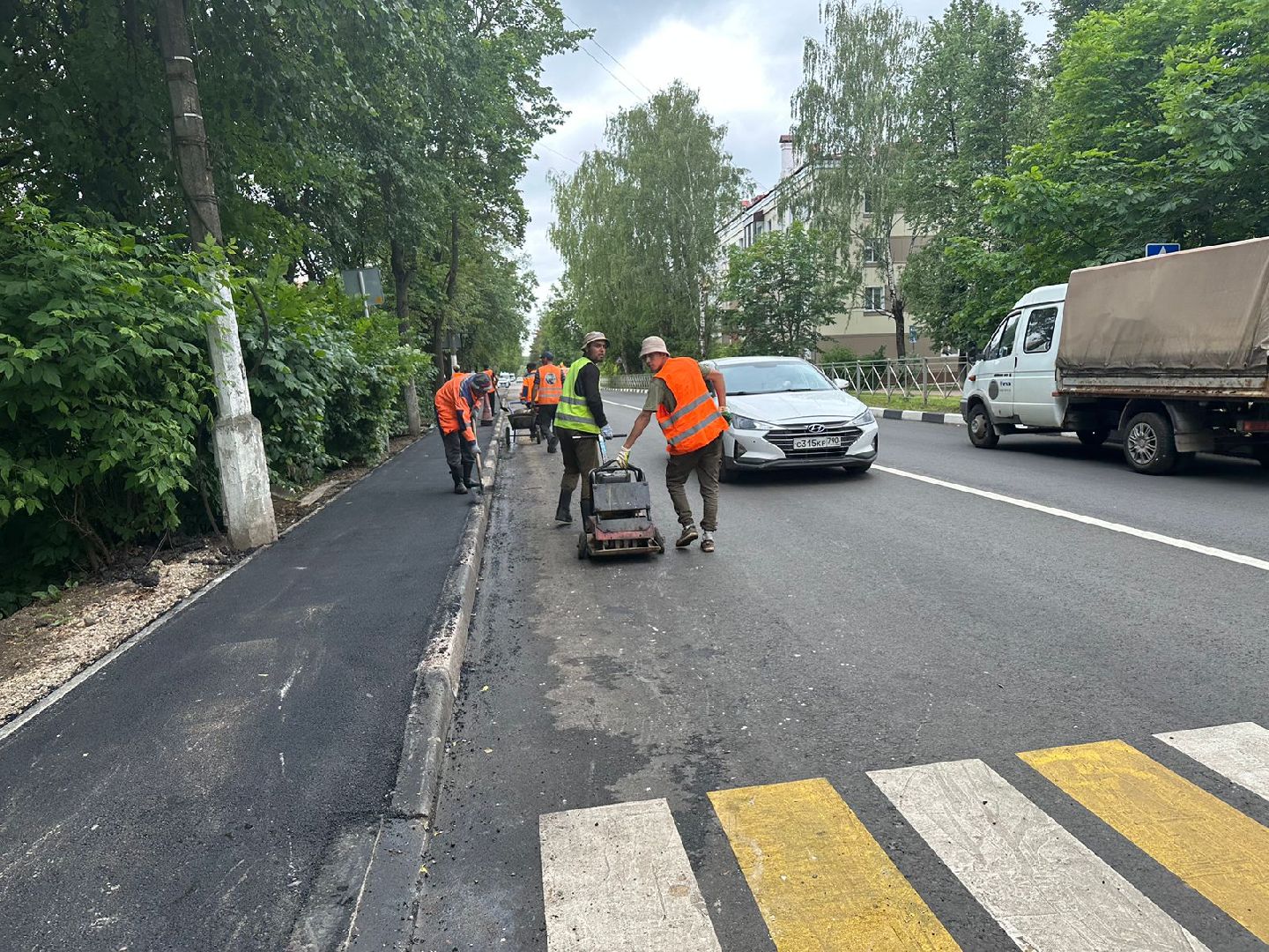 Новая дорога, ремонт дороги, уложили асфальт, сеть тротуаров, Наро-Фоминск