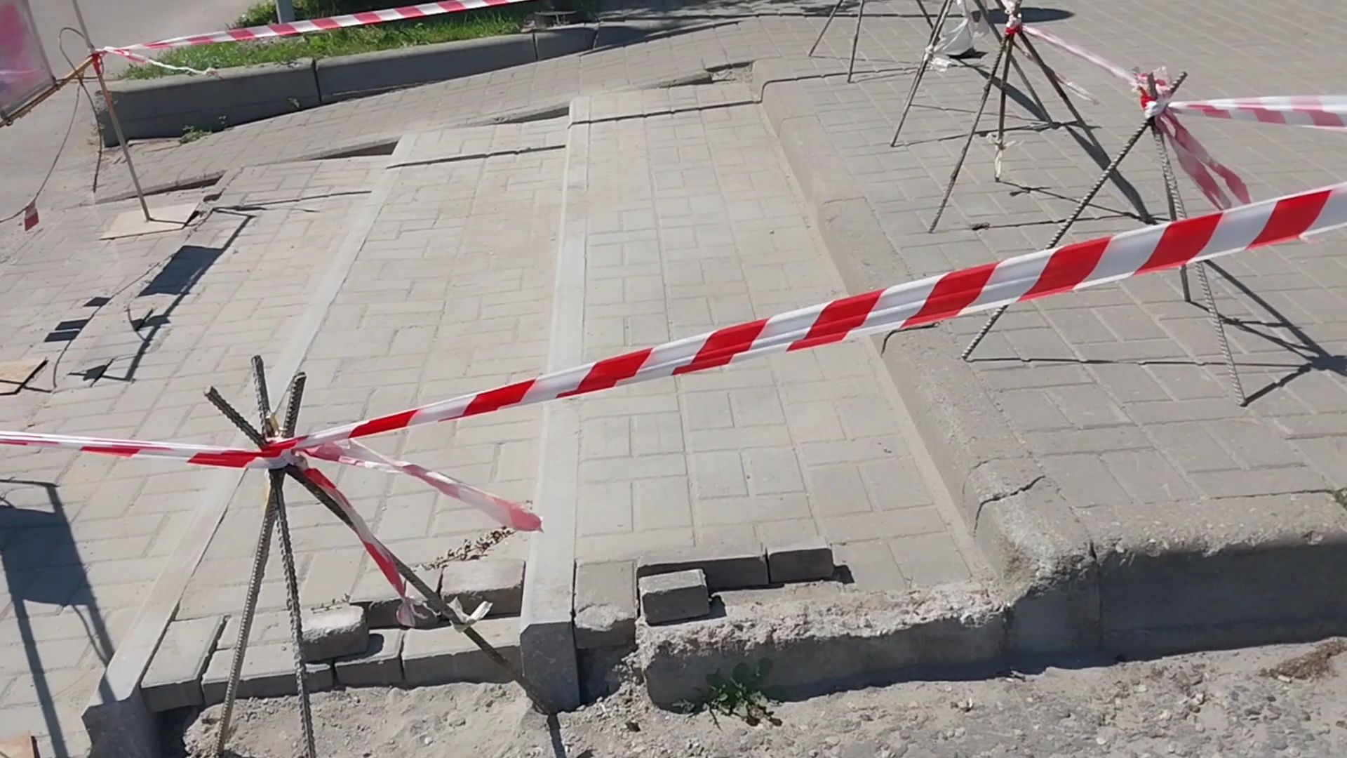 Коломна, ремонт тротуара, ступеньки