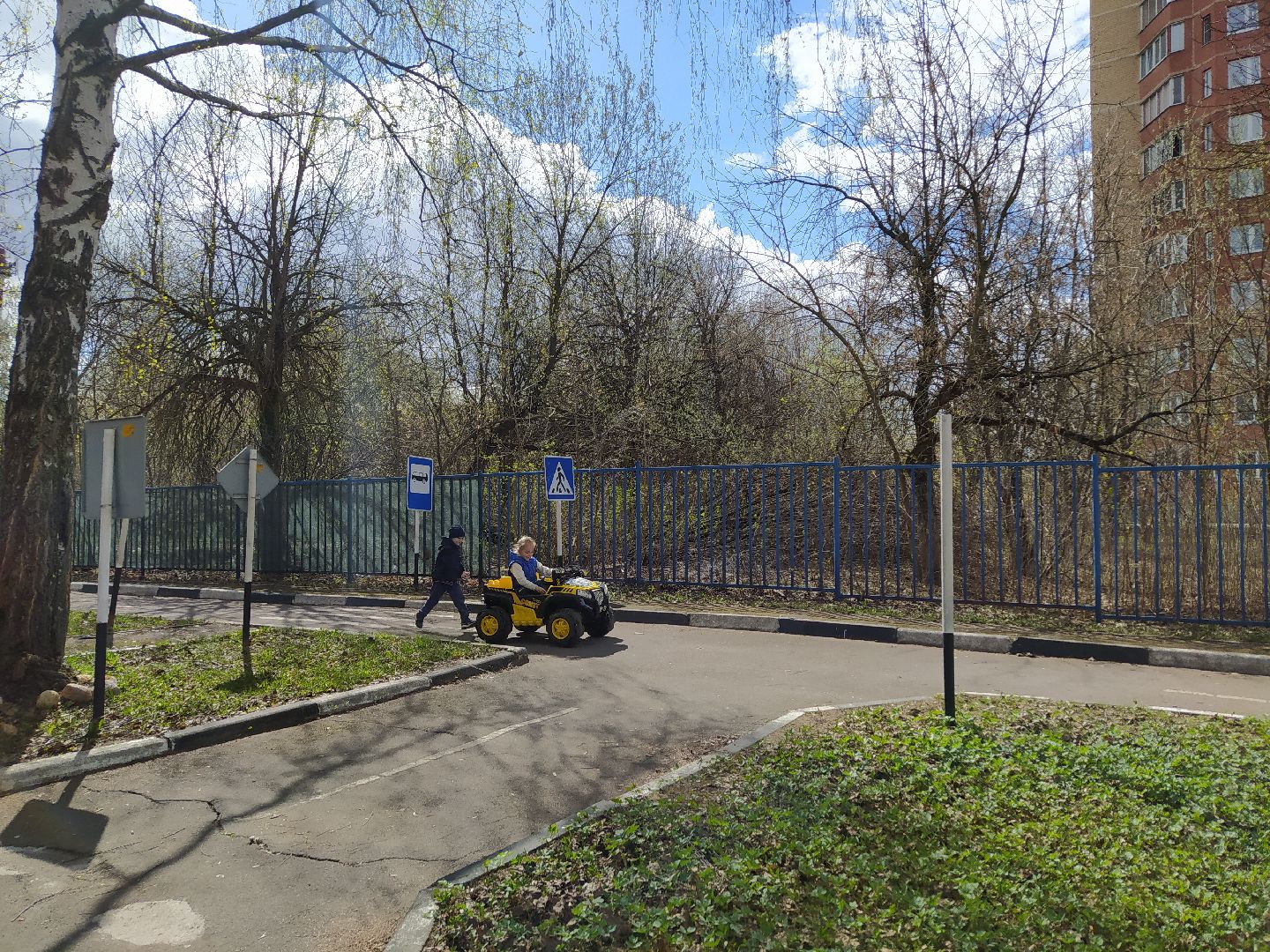 Автогородок, машины, дорога, светофор, зебра, парк