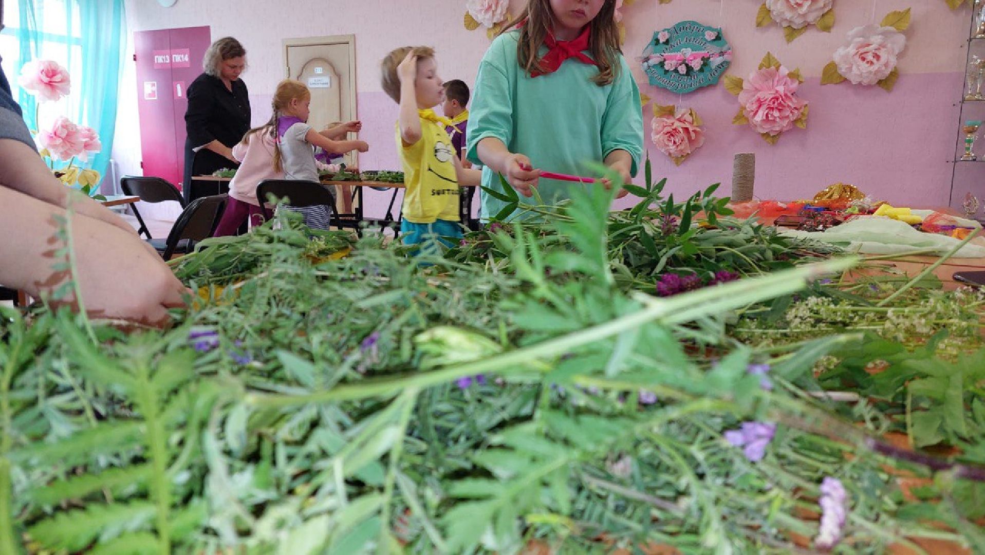 Чехов, дети, мастер-класс, травы, творчество, рукоделие, коврик, разнотравье