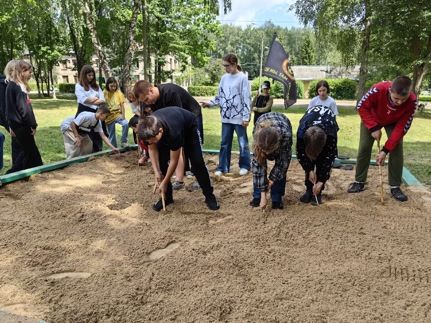 Игра, поле, лагерь, спорт, песочница