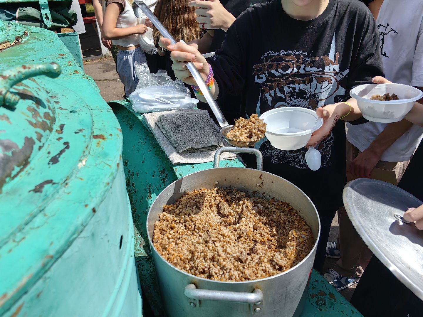 Полевая кухня, каша, гречка, лагерь, состязания, дети