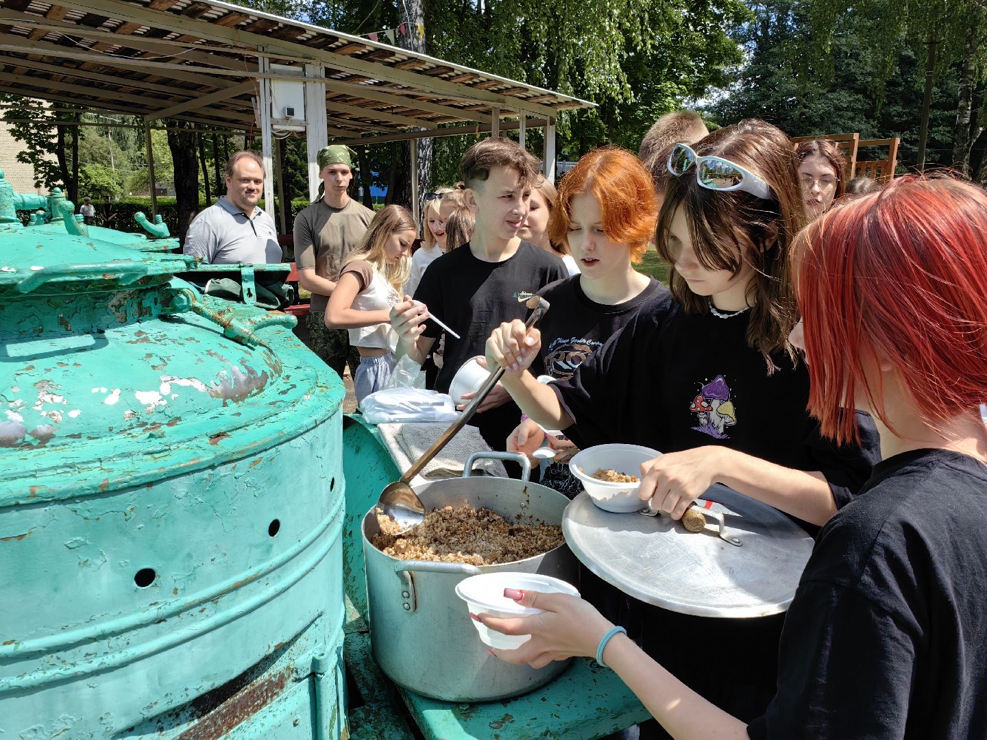 Полевая кухня, каша, гречка, лагерь, состязания, дети