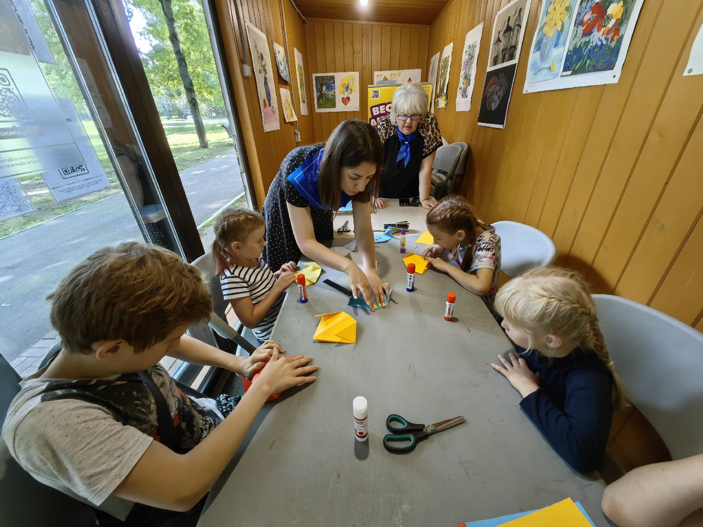 Мастер-класс, оригами, картон, собачка, пёс, парк, дети