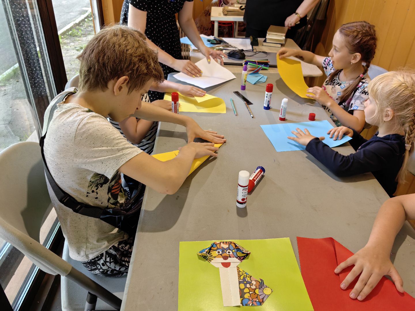 Мастер-класс, оригами, картон, собачка, пёс, парк, дети