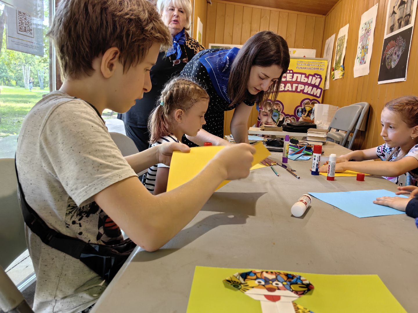 Мастер-класс, оригами, картон, собачка, пёс, парк, дети