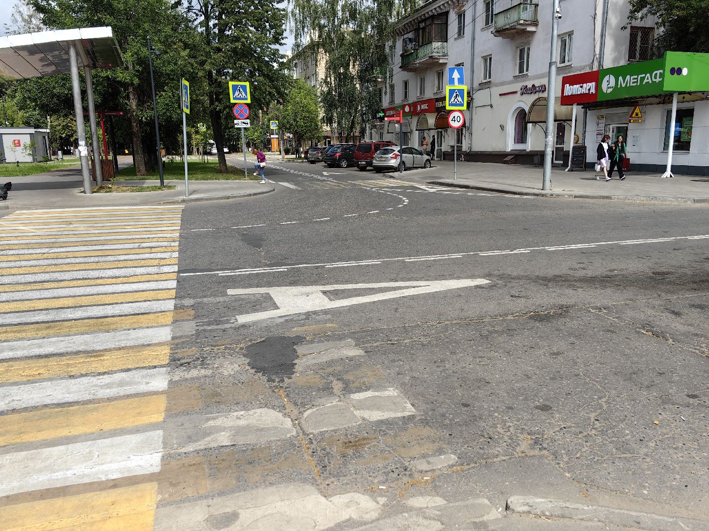 Дорога, разметка, автобус, остановка