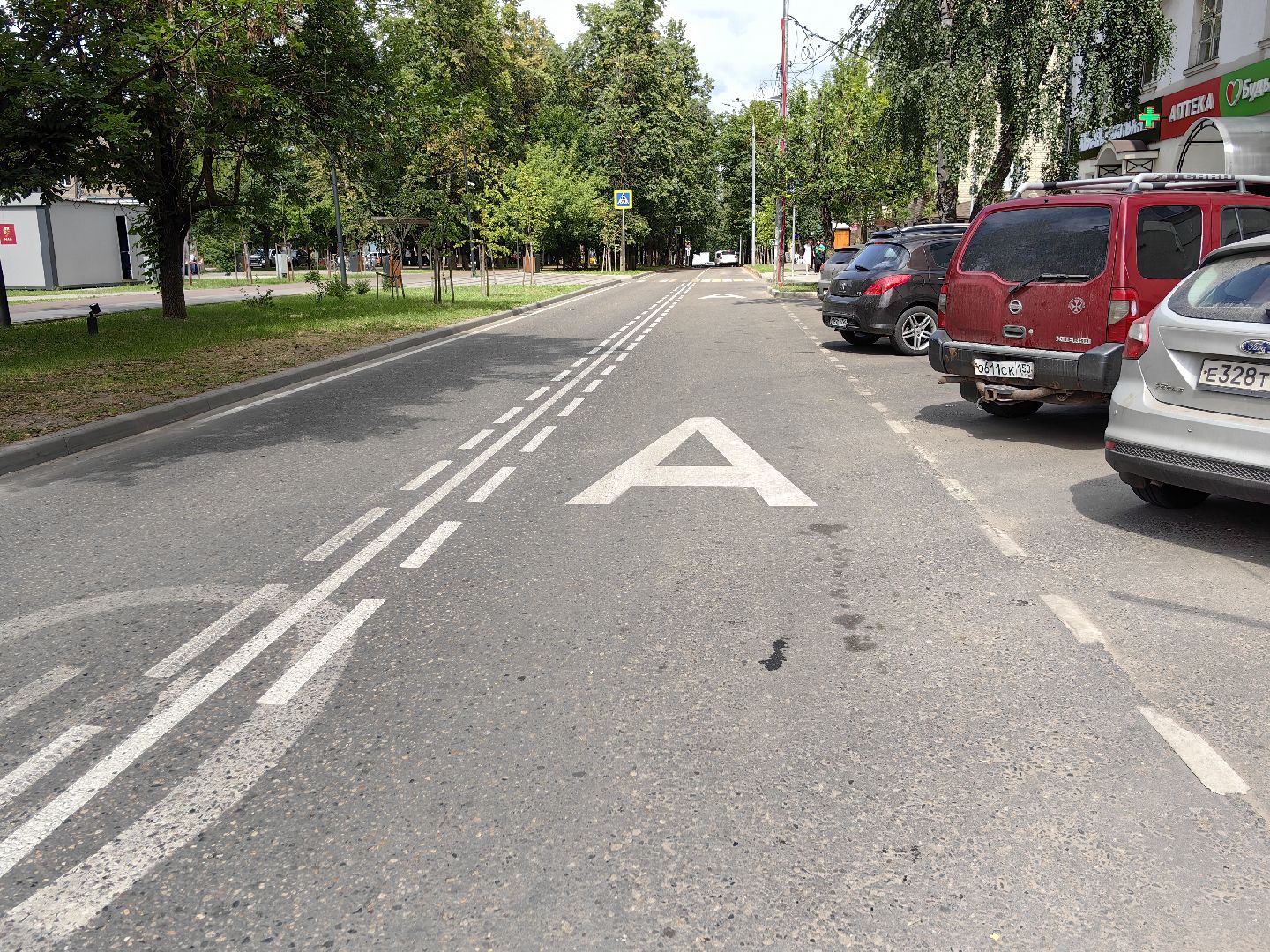 Дорога, разметка, автобус, остановка