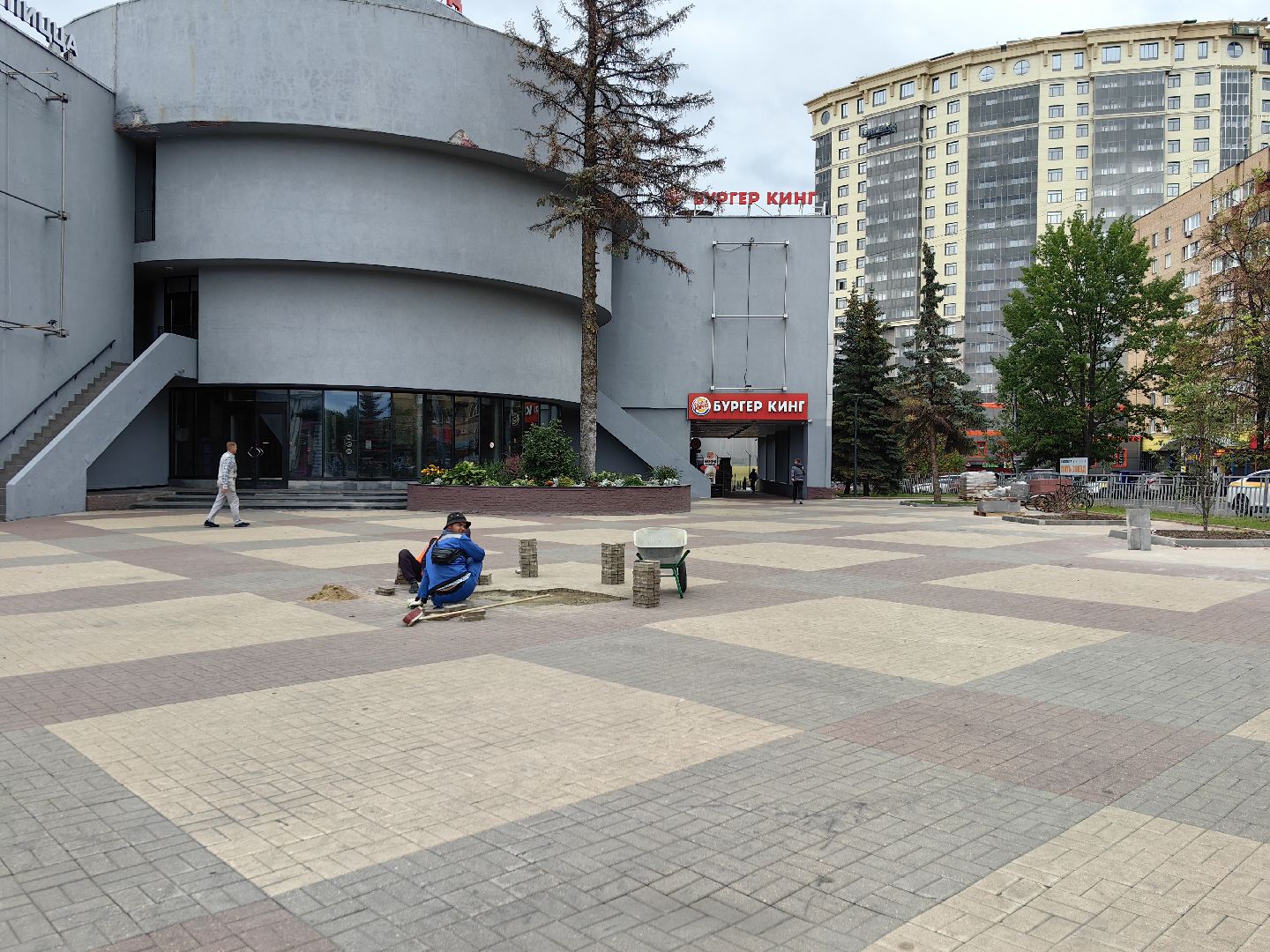 Площадь, брусчатка, замена, Щелково