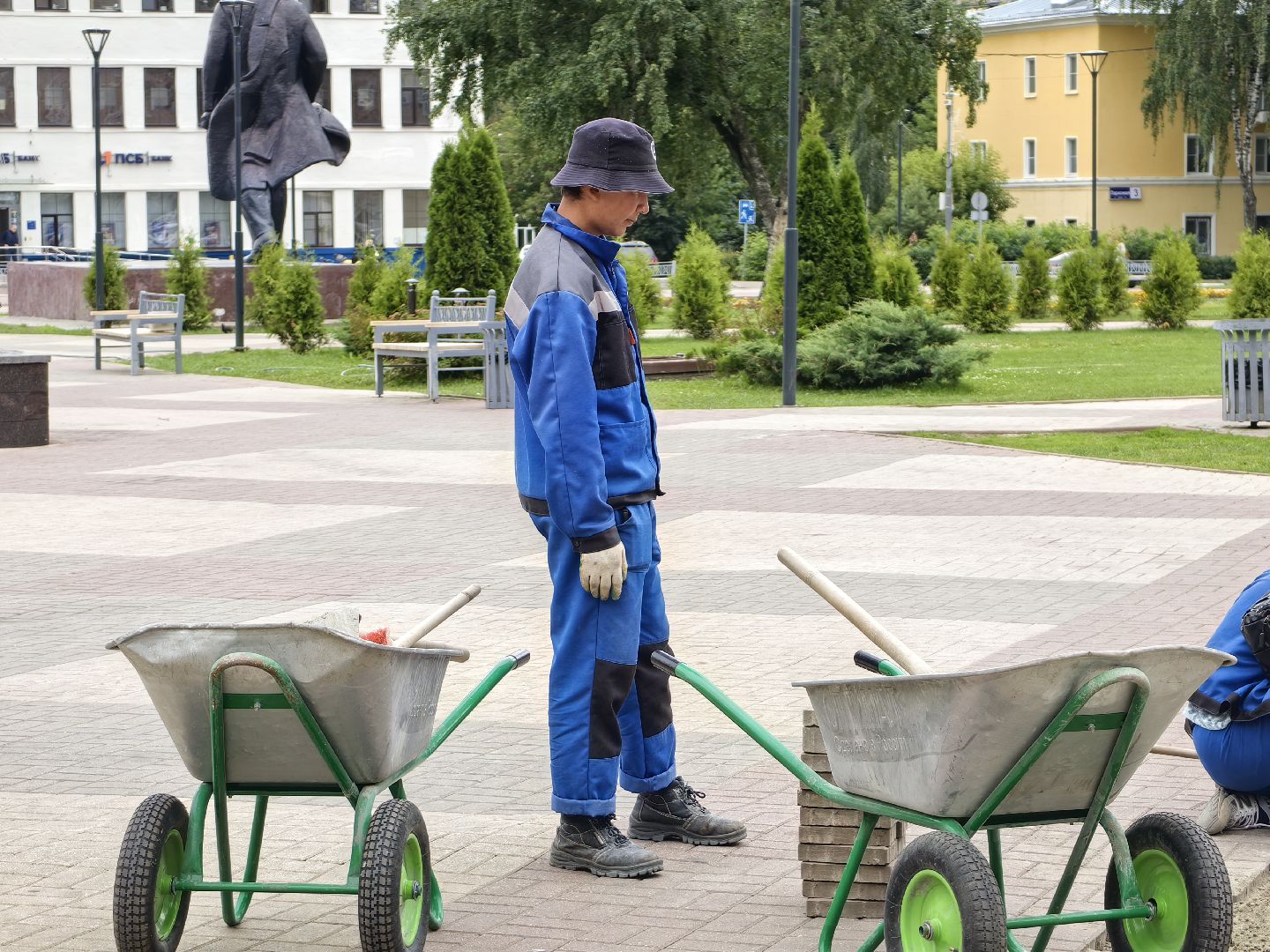 Площадь, брусчатка, замена, Щелково