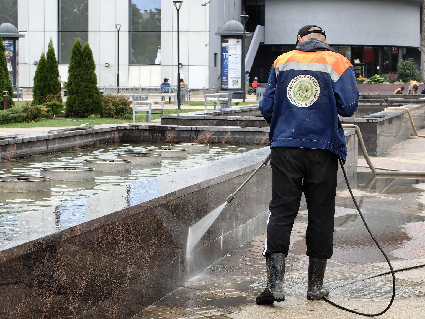 Фонтан, чаши, обработка, площадь