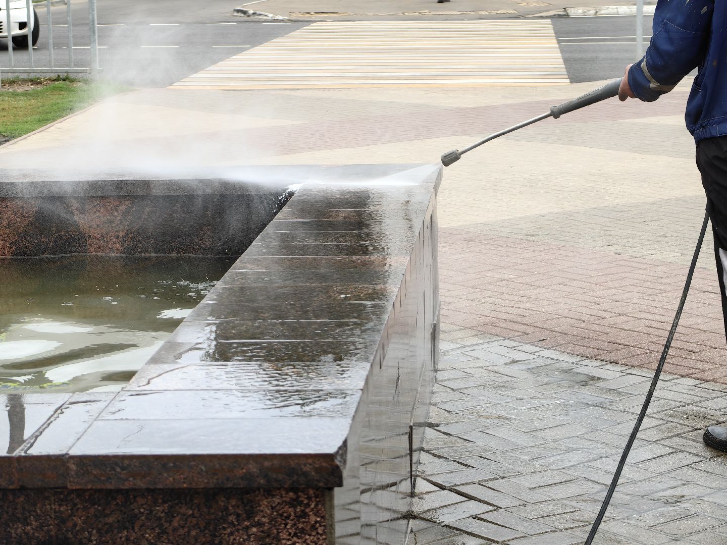 Фонтан, чаши, обработка, площадь