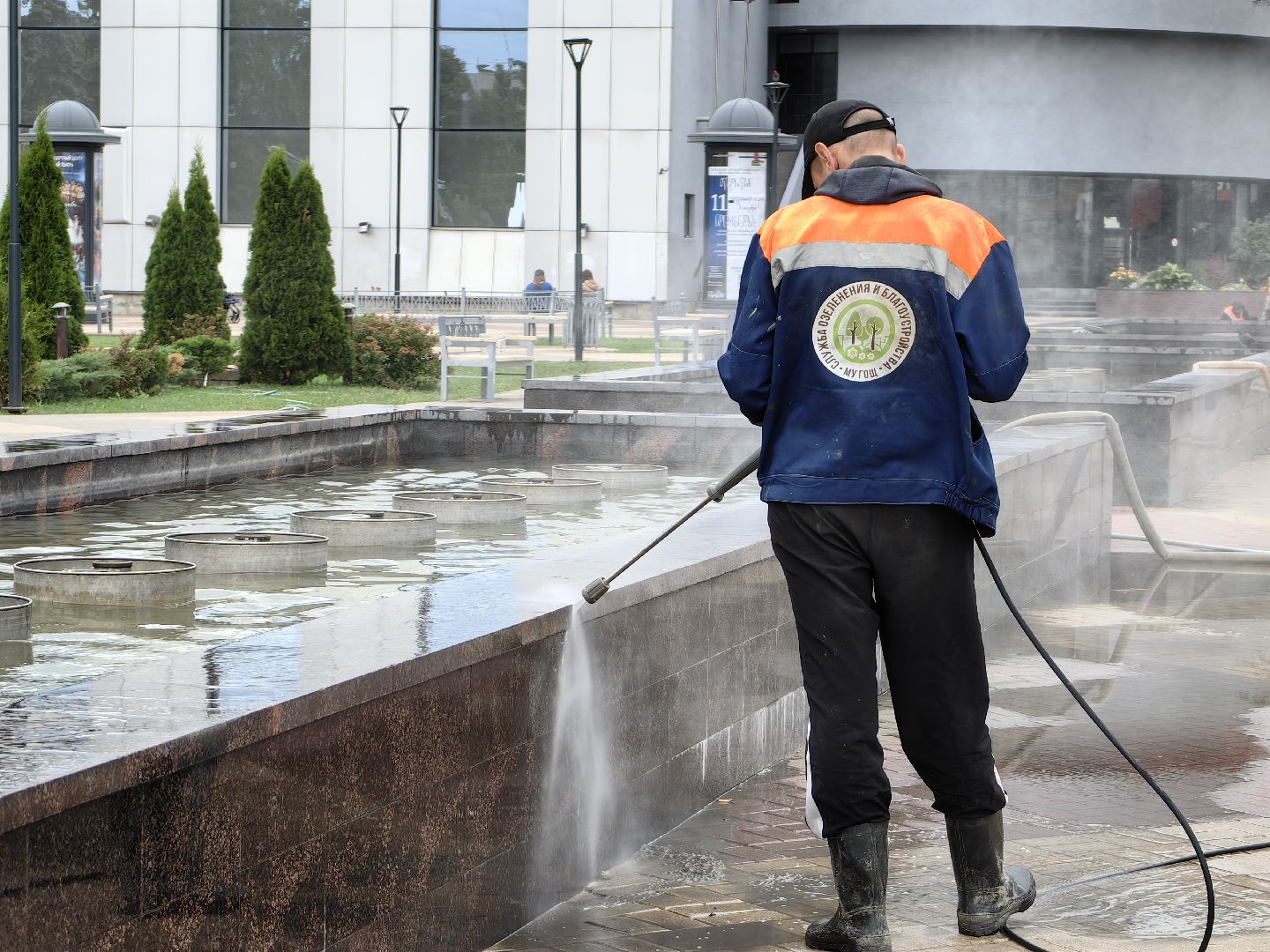 Фонтан, чаши, обработка, площадь