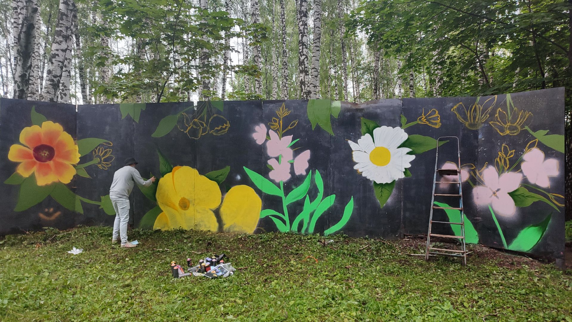 Кашира, парк, граффити, мастер-класс, цветы, дети