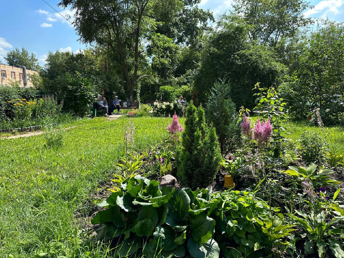 Реутов, благоустройство, сквер, цветы, лавочки, плитка