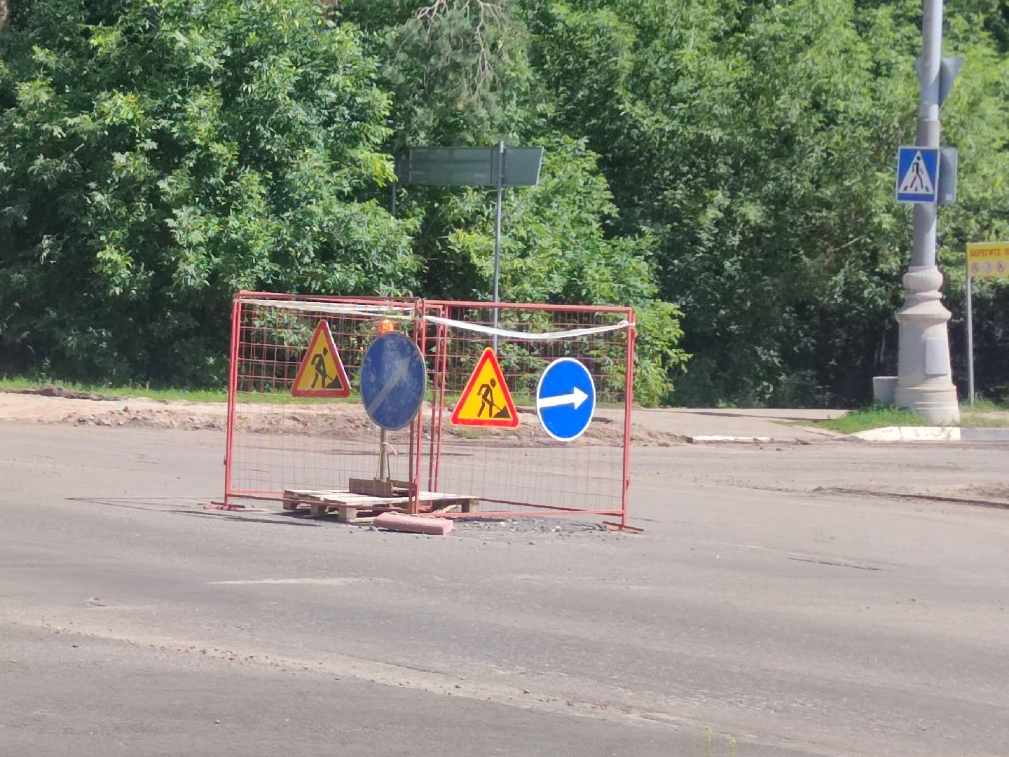 Круговое движение, ремонт дороги, строительство развязки, Дубна