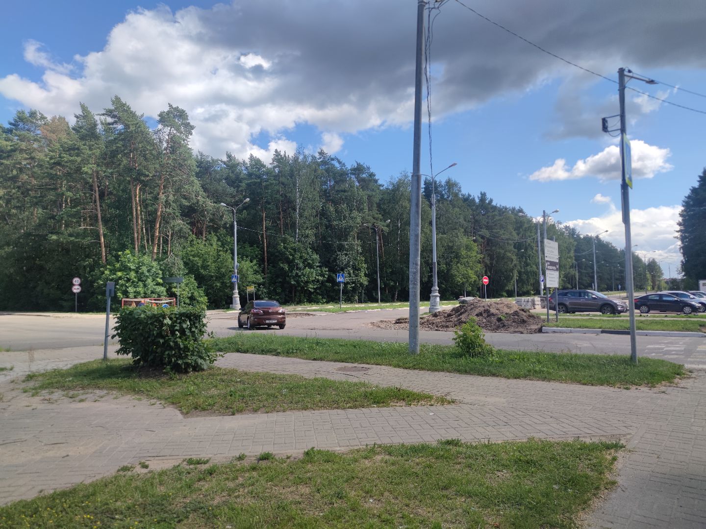 Круговое движение, ремонт дороги, строительство развязки, Дубна