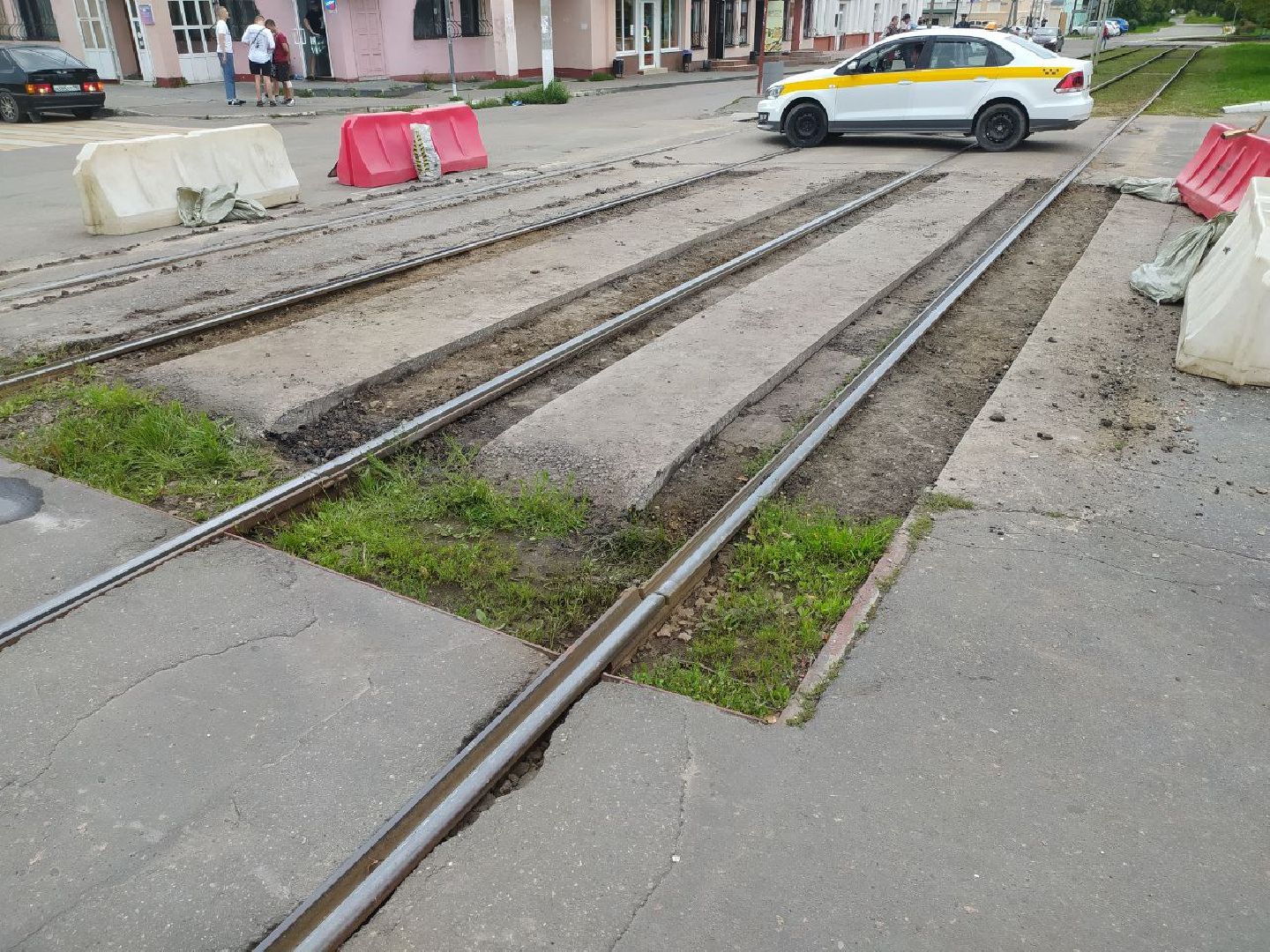 Коломна, дороги, трамвайные пути, переезд