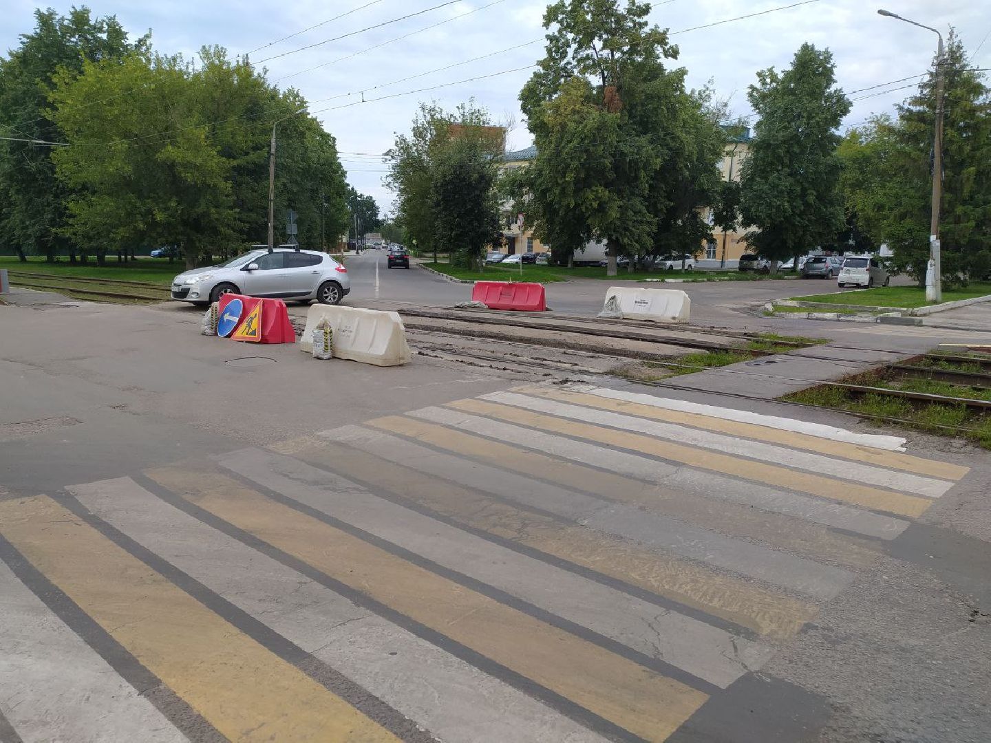 Коломна, дороги, трамвайные пути, переезд