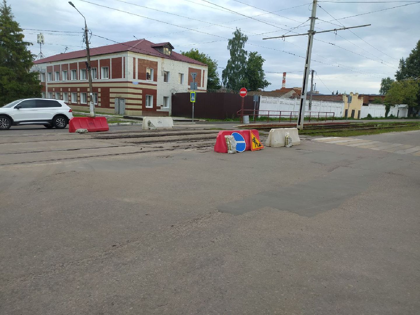 Коломна, дороги, трамвайные пути, переезд