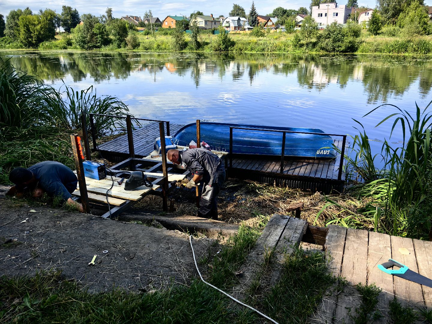 Лодка, катамаран, река, досуг, парк