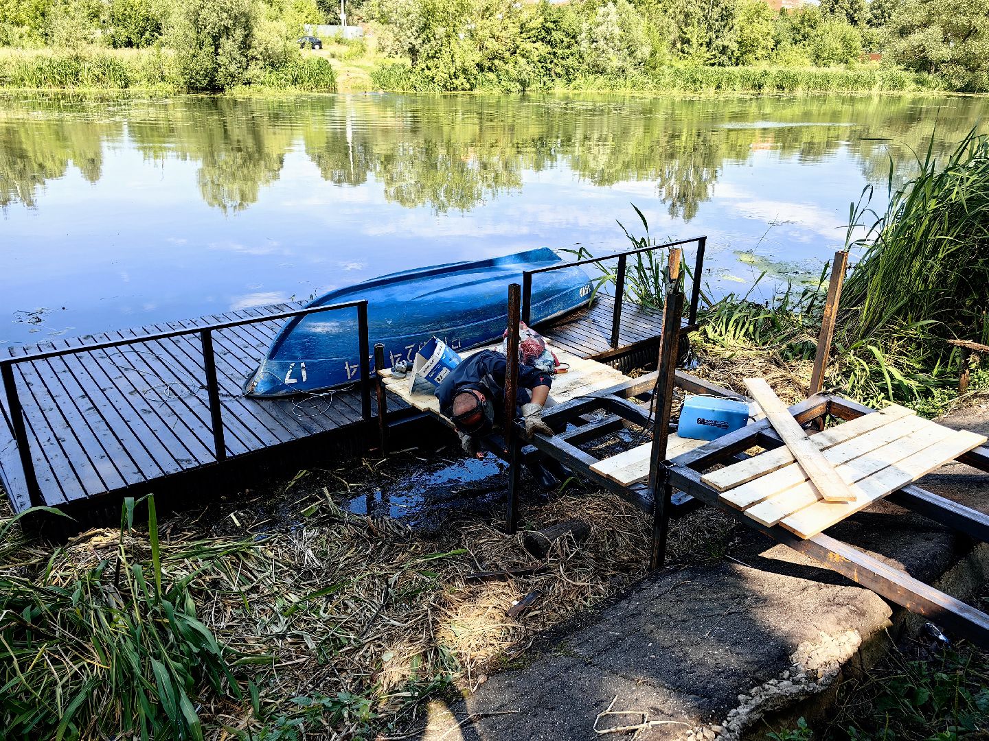 Лодка, катамаран, река, досуг, парк