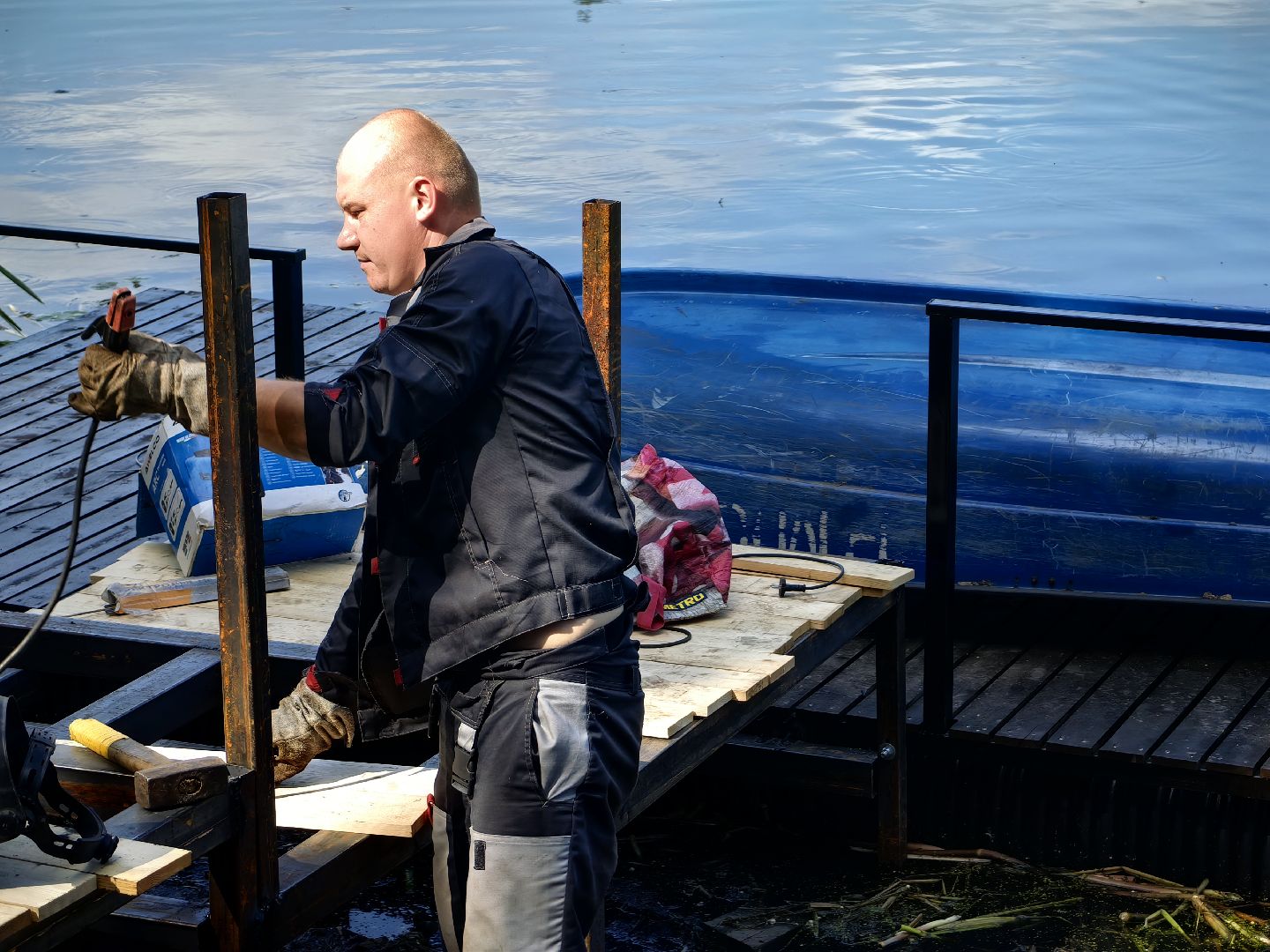 Лодка, катамаран, река, досуг, парк