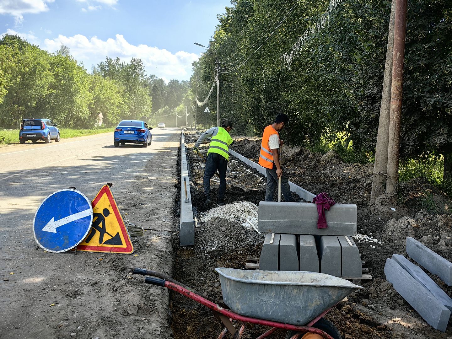 Асфальт, тротуар, бригада, покрытие, пешеходы