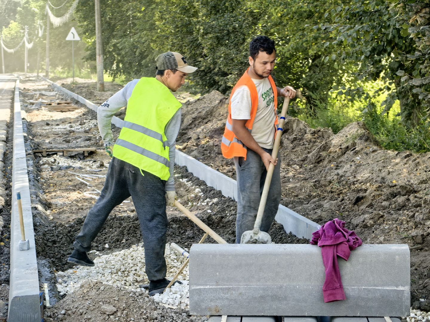 Асфальт, тротуар, бригада, покрытие, пешеходы