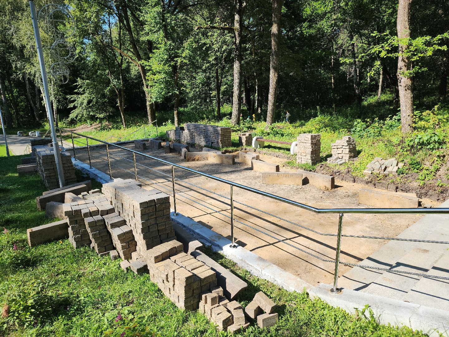 Кашира, Городской парк, благоустройство, тротуарная плитка