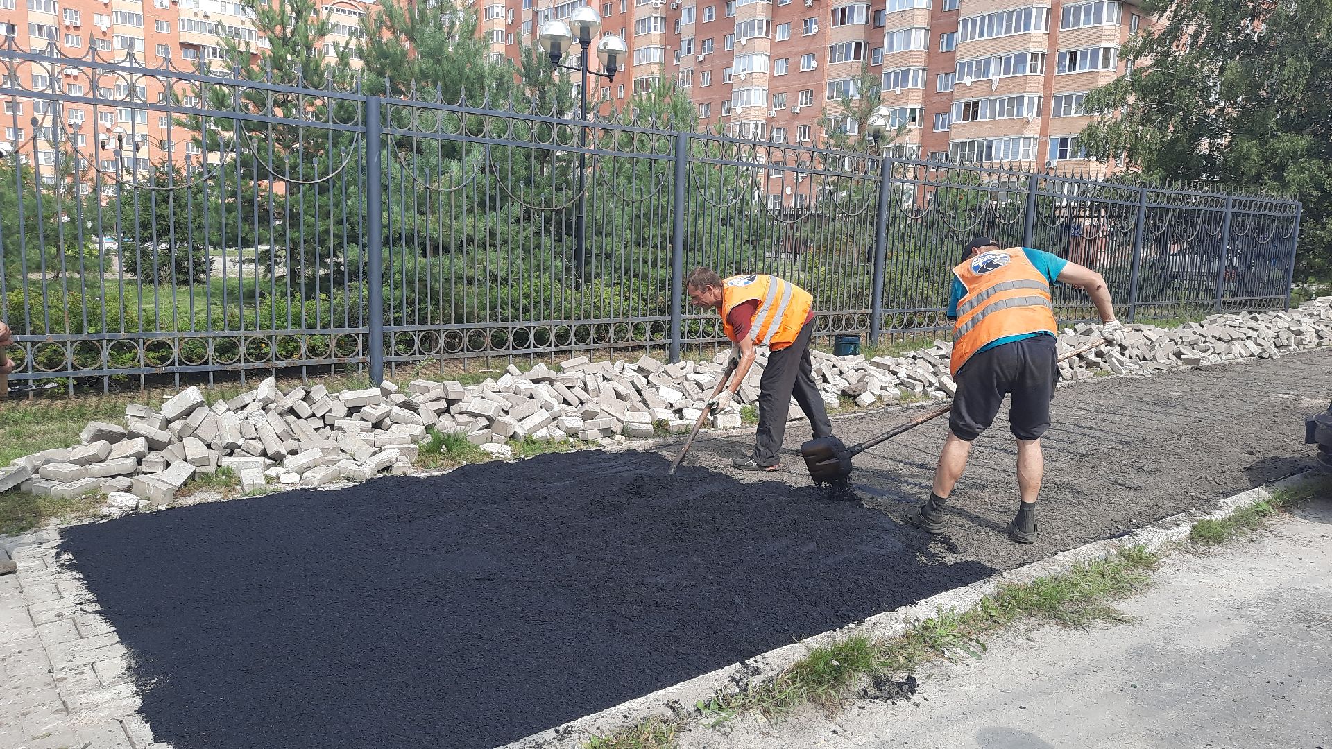 городской округ Шатура, ремонт тротуара, дорожные работы, укладка асфальта
