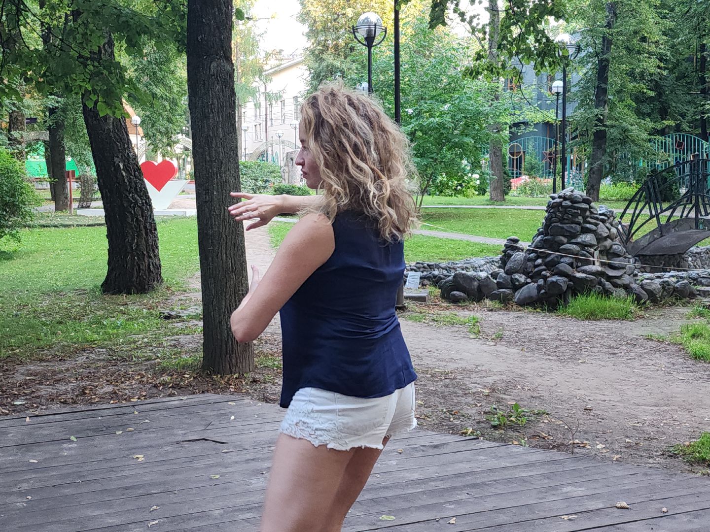 практики; йога; парк; активность