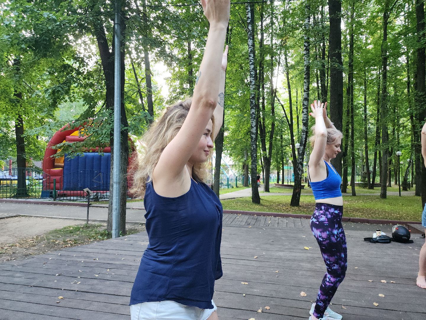 практики; йога; парк; активность