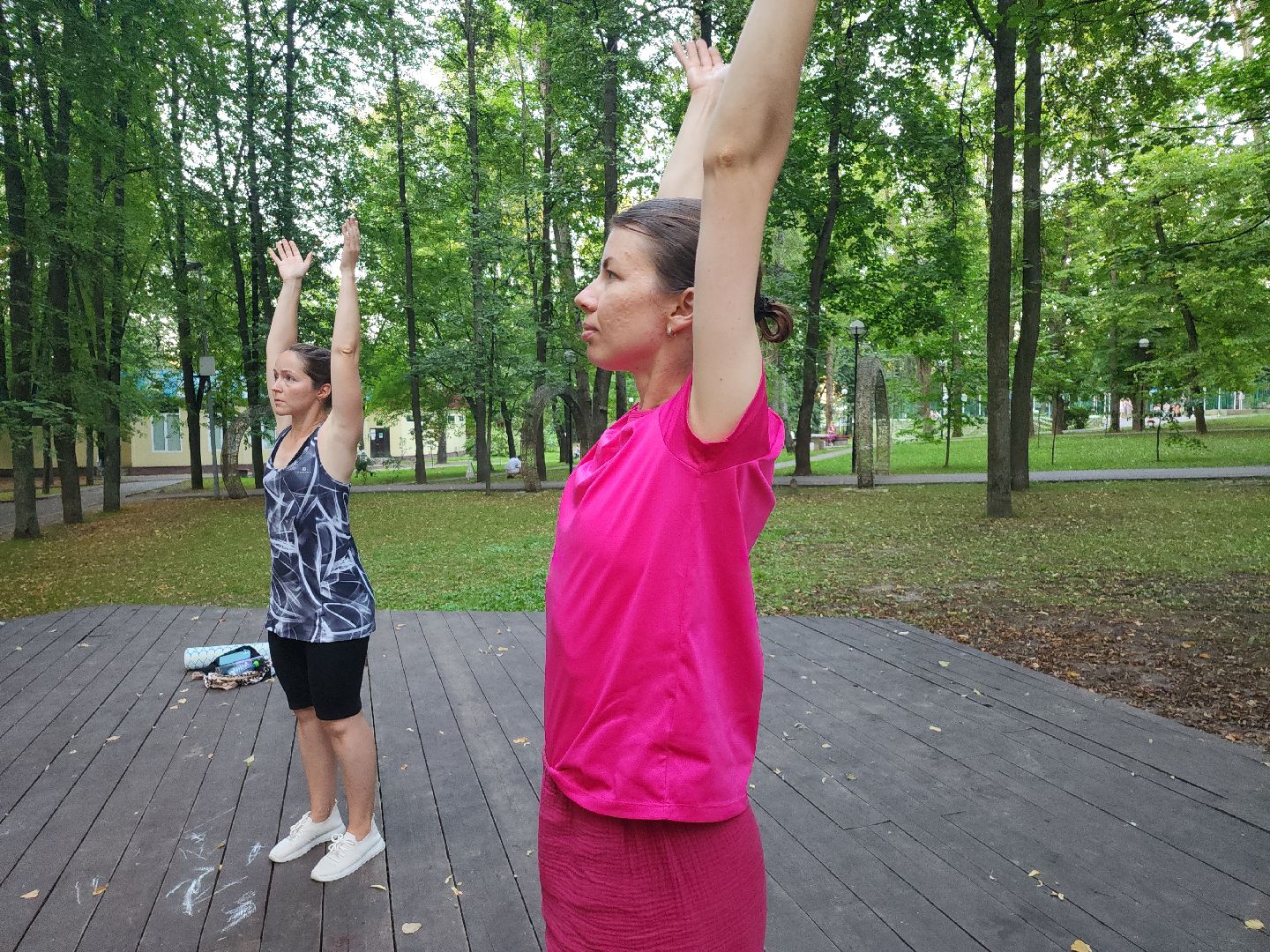 практики; йога; парк; активность