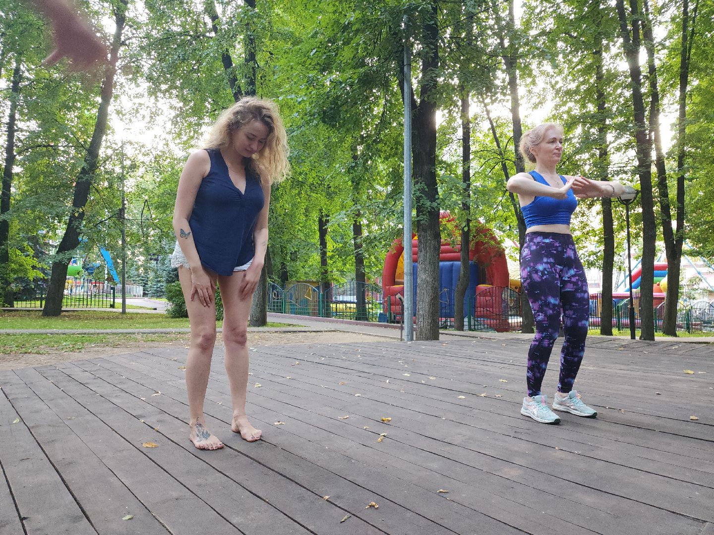 практики; йога; парк; активность